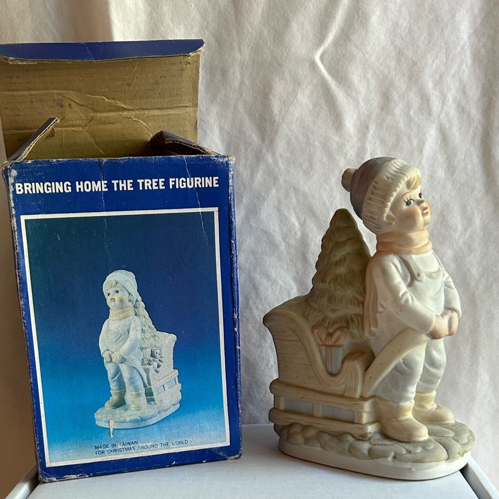 Source Unknown White and Blue Holiday Decor Figurine